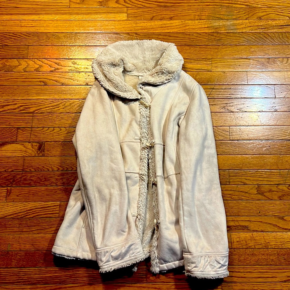Warm Cream Button Up Winter Jacket